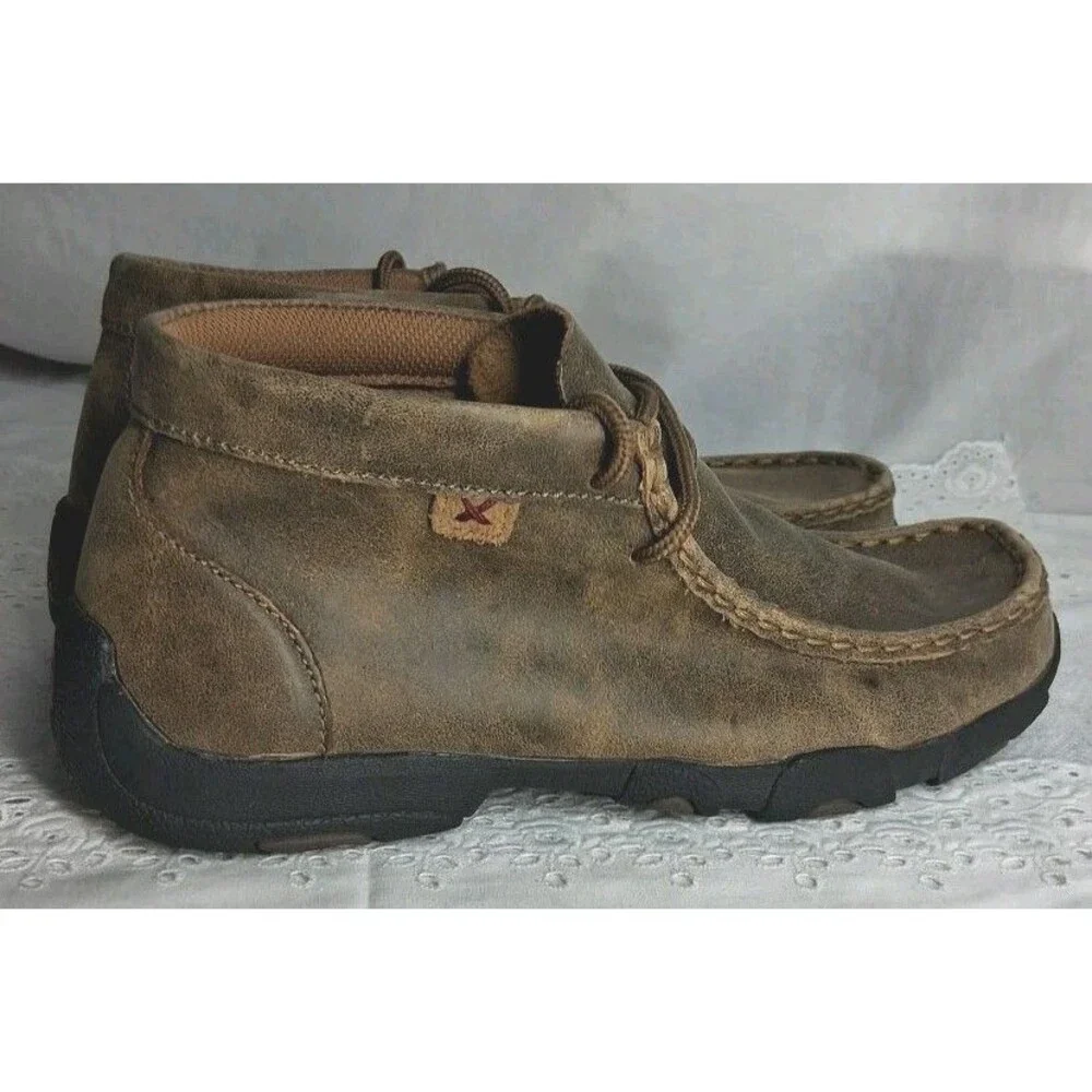 Twisted X Boots Youth 3.5M Chukka Boots Brown Leather Lace Up Moc Toe Western